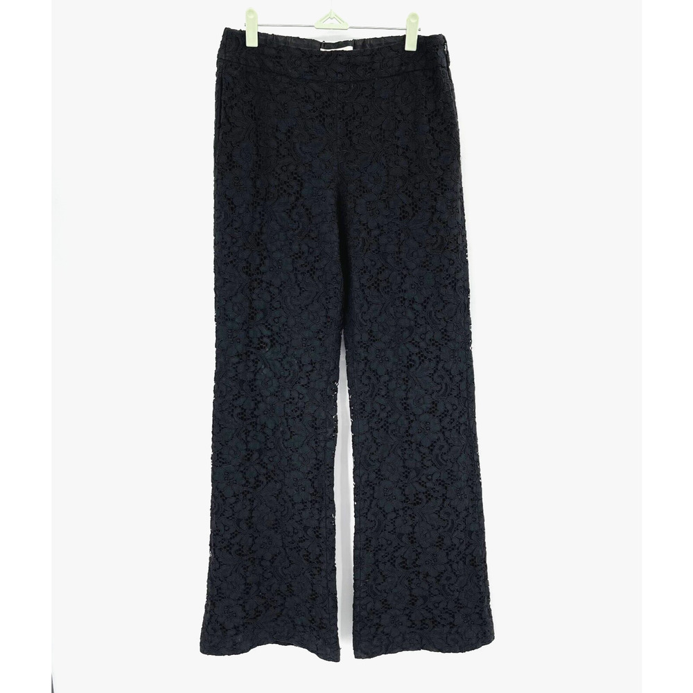 SB by Sachin & Babi Lace Wide-Leg Pants Black Size 8 High Rise Side Zip Lined